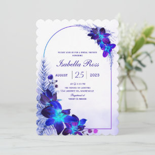 Purple Turquoise Blue Orchid Bridal Shower Invitation