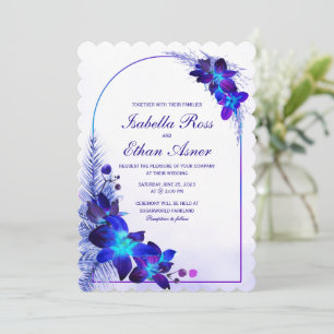 Purple Turquoise Blue Orchid Wedding Invitation