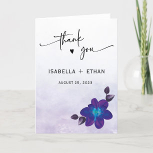 Purple Turquoise Blue Orchid Wedding Thank You Card