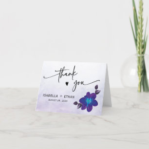 Purple Turquoise Blue Orchid Wedding Thank You Card