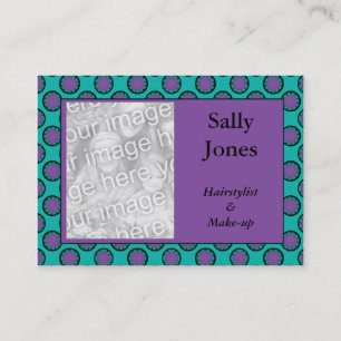 purple turquoise circles photo frame business card