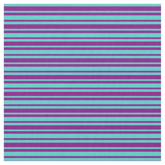 Purple & Turquoise Coloured Striped Pattern Fabric (Close Up)