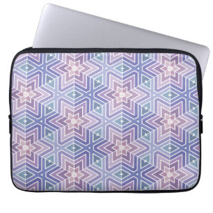 Purple & Turquoise Geometric Star Maze Pattern Laptop Sleeve