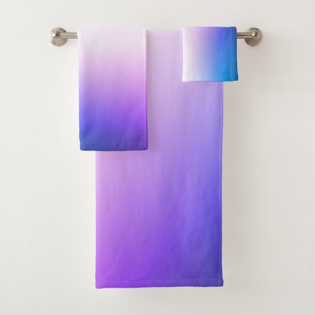 purple turquoise Ombre Bath Towel Set (Insitu)