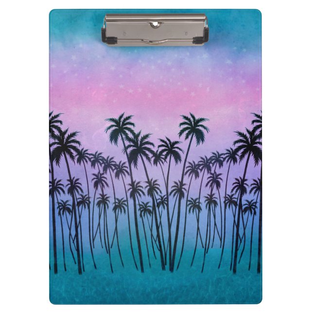 Purple-turquoise Palms Clipboard (Front)