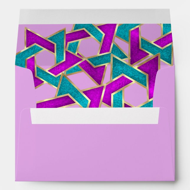 Purple Turquoise Star of David Gold Envelope (Back (Bottom))