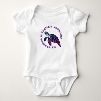 Purple Turtle GRANDMA Baby Bodysuit