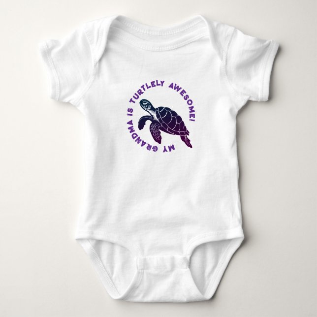 Purple Turtle GRANDMA Baby Bodysuit (Front)