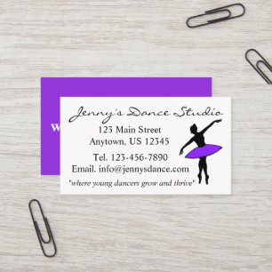 Purple Tutu Dance Ballet Ballerina Studio Teacher Business Card