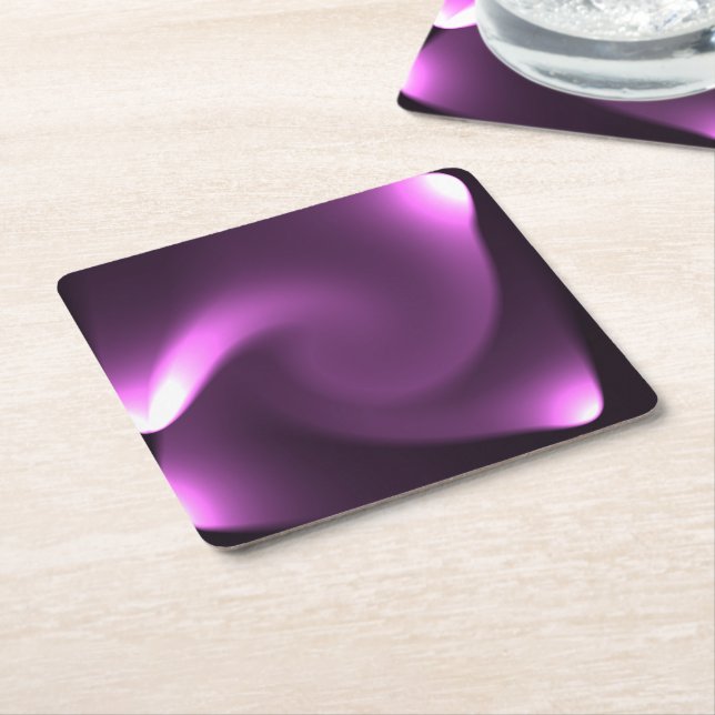 Purple Twirling Lights Square Paper Coaster (Angled)