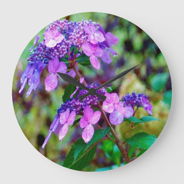 Purple Twist and Shout Hydrangea Flower Large Clock (Front)