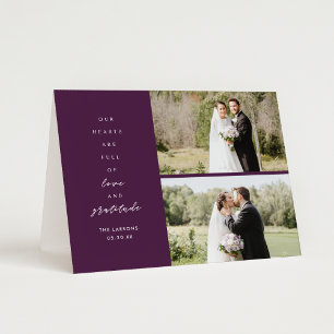 Purple Two Photo Folded Wedding Thank You