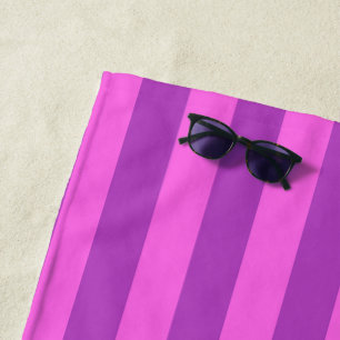 Purple Two Tone Stripes Beach Towel