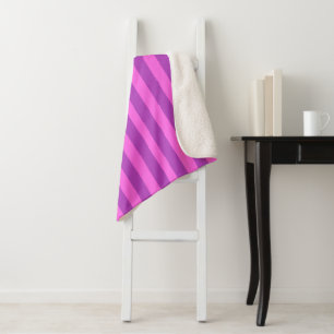 Purple Two Tone Stripes Sherpa Blanket