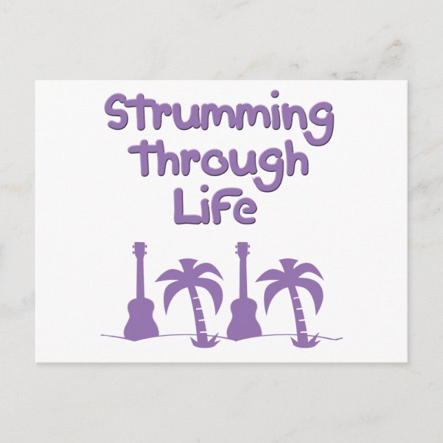 Purple Ukulele hawaiin tropical surf design Postcard (Front)