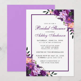 Purple Ultra Violet Floral Bridal Shower Invite VF