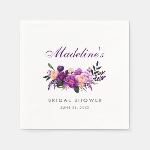 Purple Ultra Violet Floral Bridal Shower P Napkin