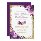 Purple Ultra Violet Floral Gold Glitter Wedding