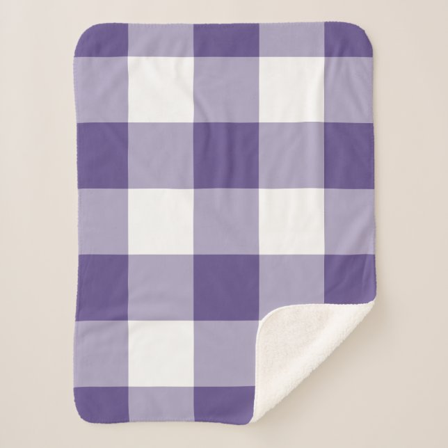 Purple Ultra Violet Gingham Pattern Sherpa Blanket (Front)