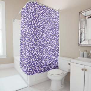 Purple Ultra Violet White Flowers Floral Branches Shower Curtain