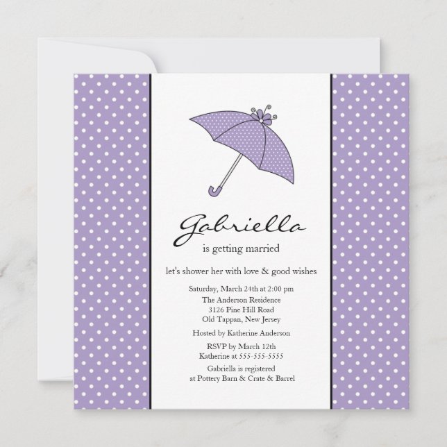 Purple Umbrella Bridal Shower Invitation (Front)