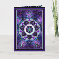 Purple umbrella & hearts .7 birthday card