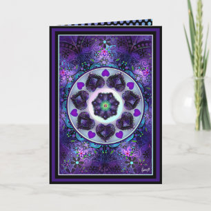 Purple umbrella & hearts .7 birthday card