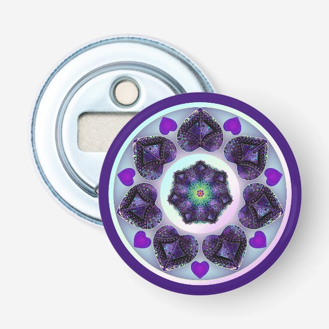 Purple umbrella & hearts .7 bottle opener (Front)