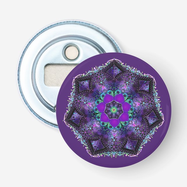 Purple umbrella & hearts .7 bottle opener (Front)