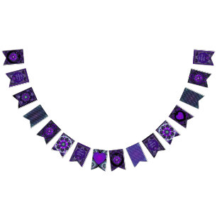 Purple umbrella & hearts .7 bunting