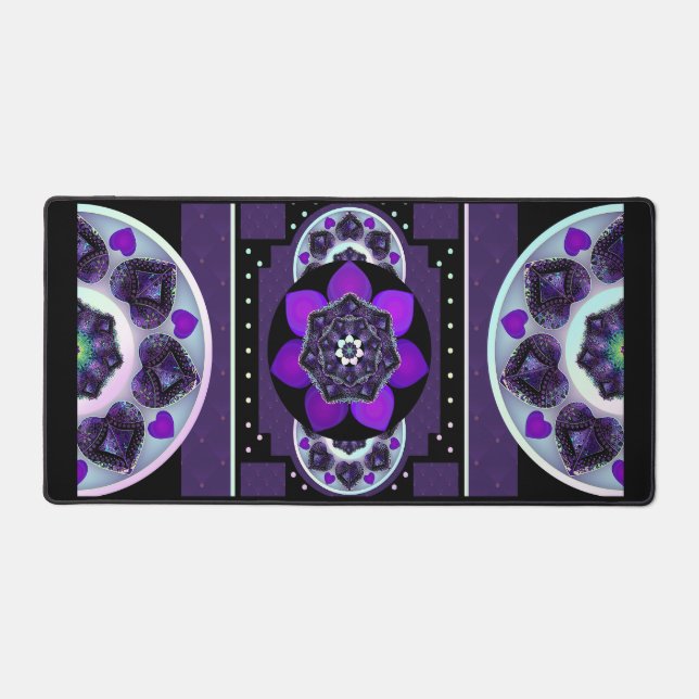 Purple umbrella & hearts .7 desk mat (Front)