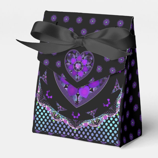 Purple umbrella & hearts.7 favour box (Front Side)