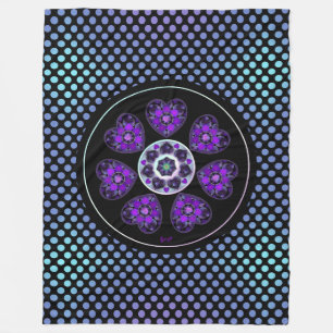 Purple umbrella & hearts .7 fleece blanket