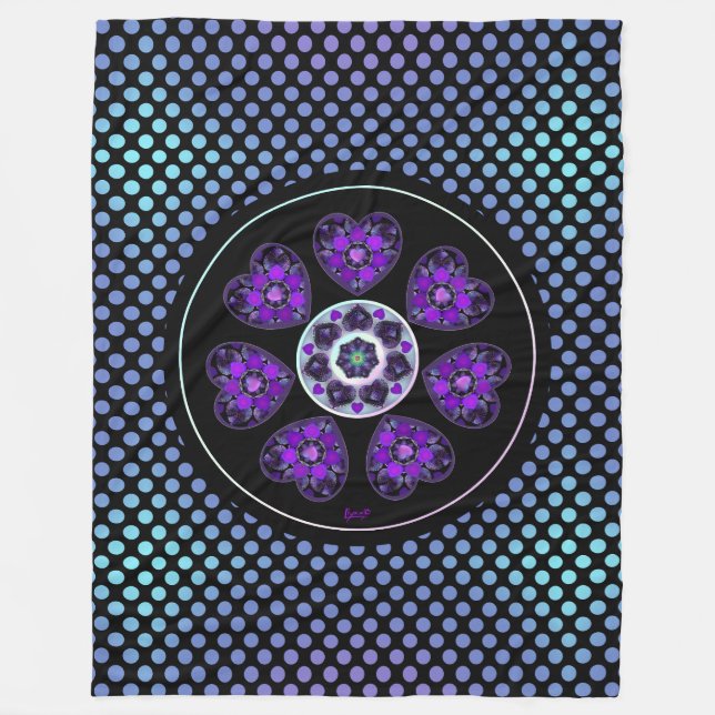 Purple umbrella & hearts .7 fleece blanket (Front)