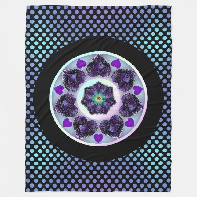 Purple umbrella & hearts .7 fleece blanket (Front)