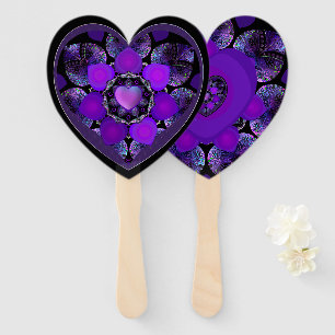 Purple umbrella & hearts .7 hand fan