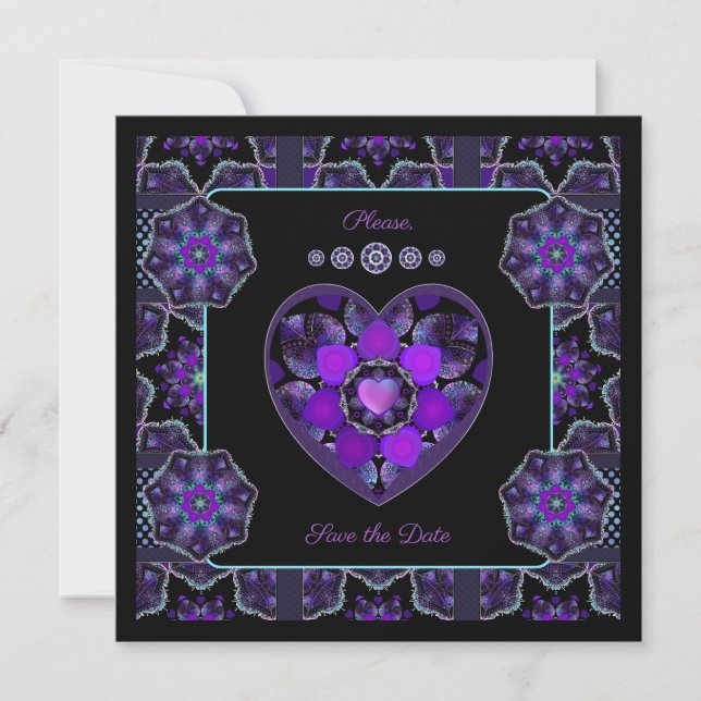 Purple umbrella & hearts .7 holiday card (Front)