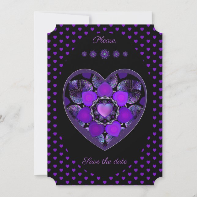 Purple umbrella & hearts .7 invitation (Front)