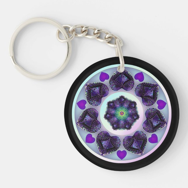 Purple umbrella & hearts .7 key ring (Front)