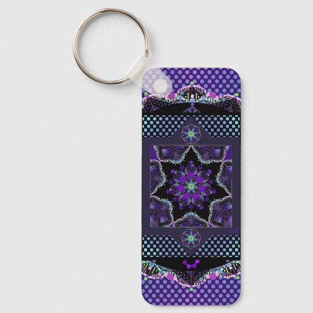 Purple Umbrella & hearts .7 Keychain (Front)