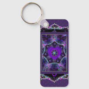 Purple Umbrella & hearts .7 Keychain