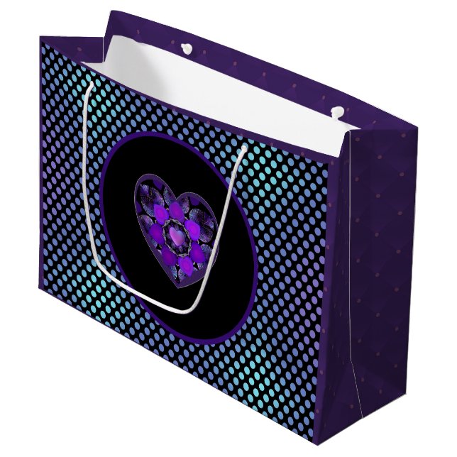 Purple umbrella & hearts .7 large gift bag (Front Angled)
