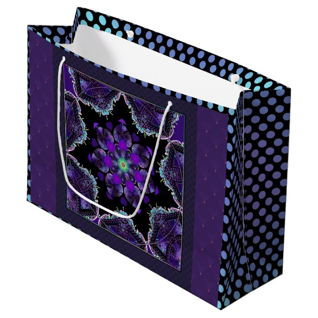 Purple umbrella & hearts .7 large gift bag (Front Angled)