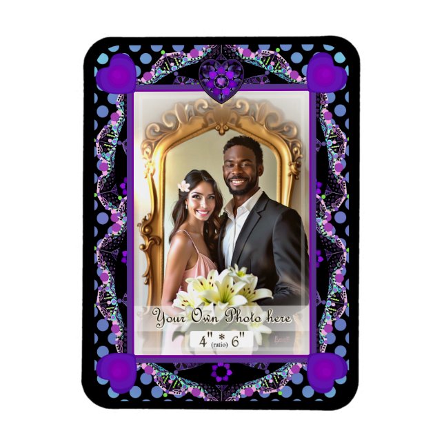 Purple umbrella & hearts .7 magnet (Vertical)