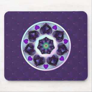 Purple umbrella & hearts .7 mouse pad