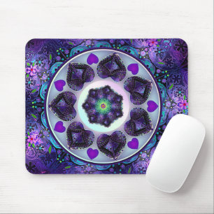 Purple umbrella & hearts .7 mouse pad