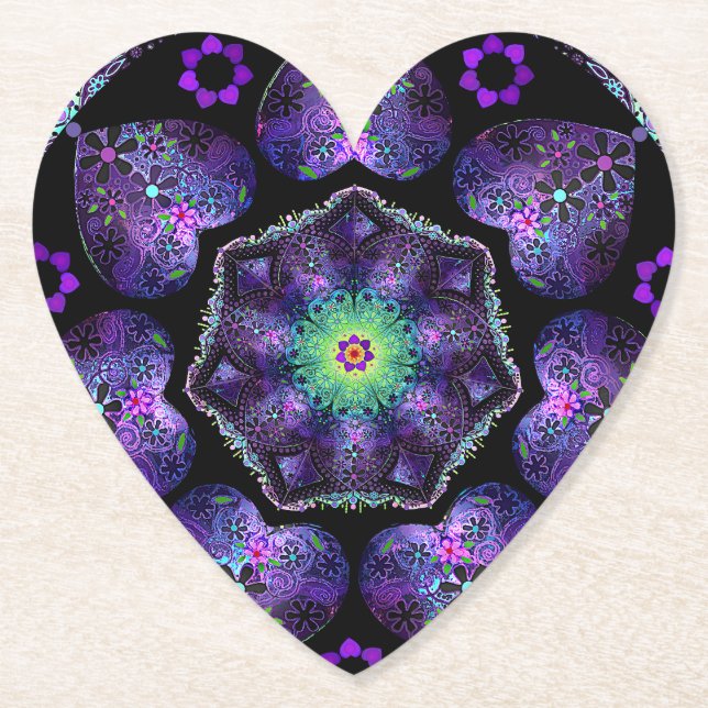 Purple umbrella & hearts .7 paper coaster (Front)