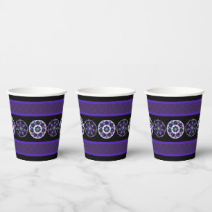 Purple umbrella & hearts .7 paper cups