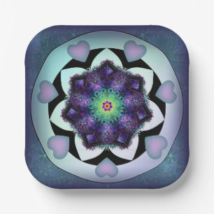 Purple umbrella & hearts .7 paper plate