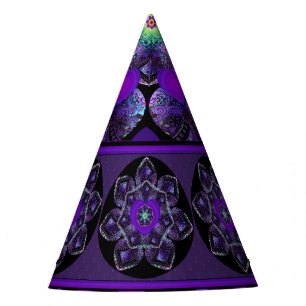 Purple umbrella & hearts .7 party hat